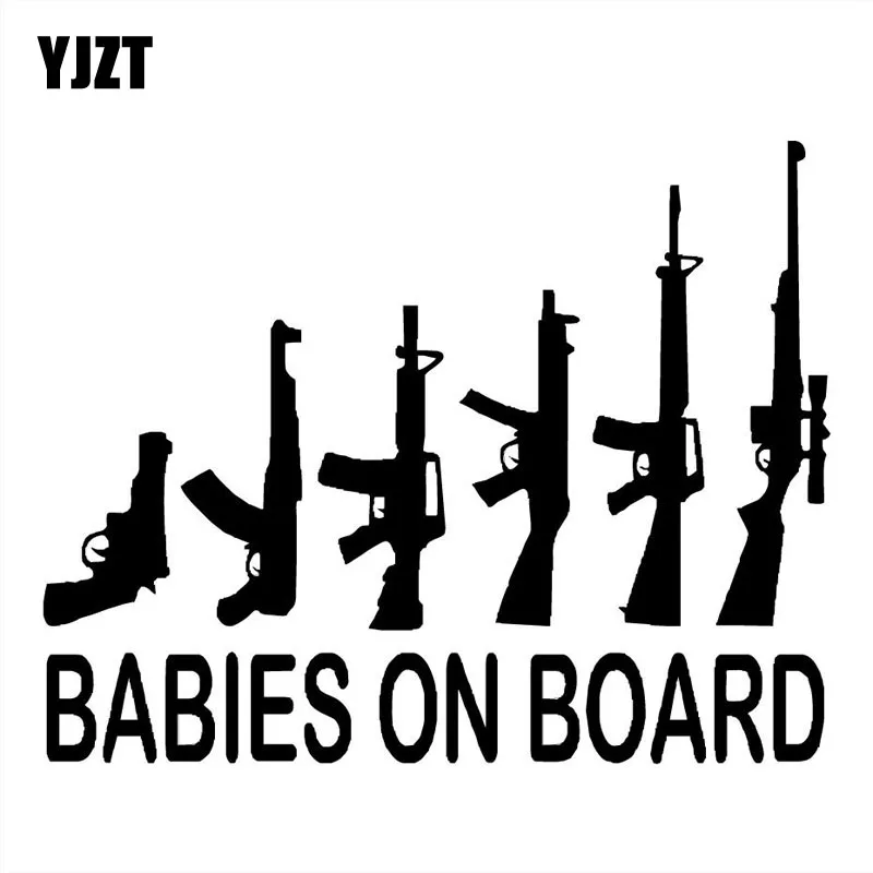 YJZT 12.7x9.9CM BABIES ON BOARD Cartoon Gun Car Sticker Black/Silver Vinyl Decals S8-0009
YJZT 12.7x9.9CM BABIES ON BOARD Cartoon Gun Car Sticker Black/Silver Vinyl Decals S8-0009