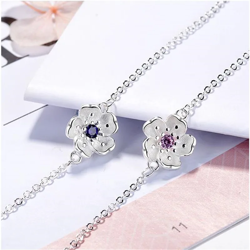 LUKENI Cute Cherry Blossoms Purple Female Bracelets Jewelry Charm 925 Sterling Silver Anklets Bracelets For Girl Lady Bijou Hot
LUKENI Cute Cherry Blossoms Purple Female Bracelets Jewelry Charm 925 Sterling Silver Anklets Bracelets For Girl Lady Bijou Hot
