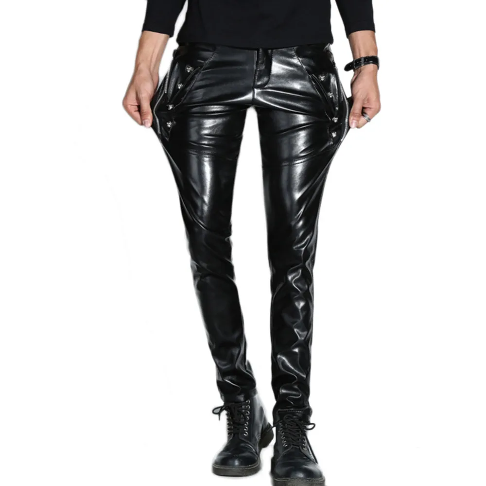 Fashion Mens Cool Faux Leather Harem Pants Punk Gothic Black Leather Trousers Male Nightclub stage patchwork trousers 110103
Fashion Mens Cool Faux Leather Harem Pants Punk Gothic Black Leather Trousers Male Nightclub stage patchwork trousers 110103