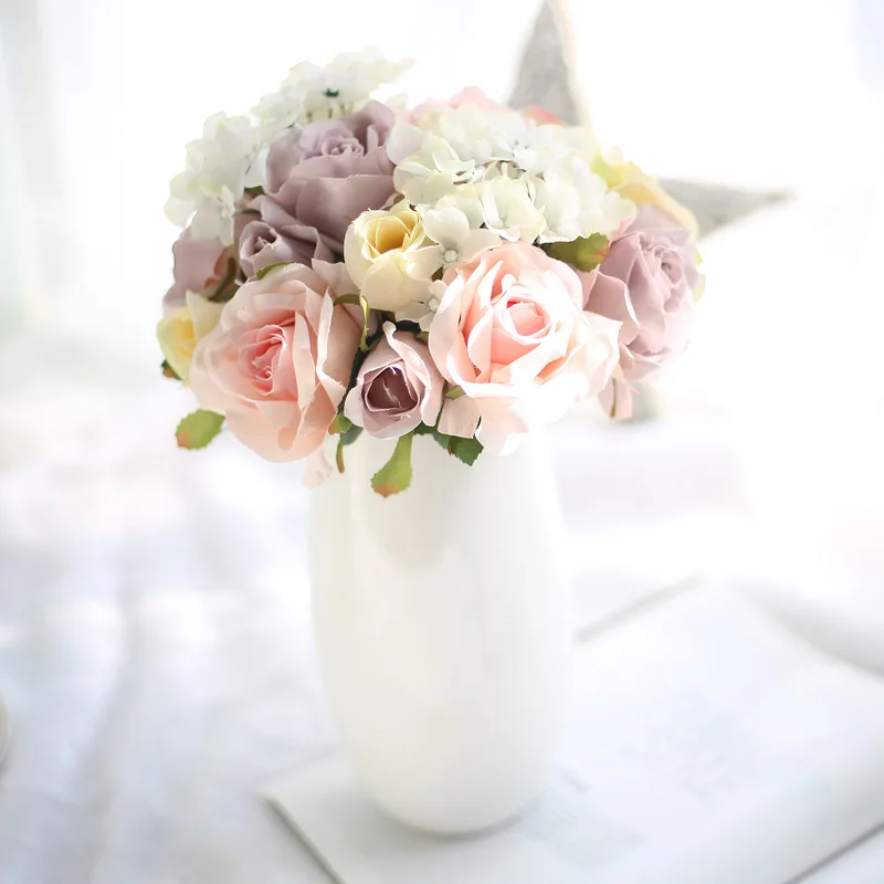 Artificial Mix Rose Hydrangea Flower Bouquet Home Decoration Wedding Products Hand Holding Floral Bouquet
Artificial Mix Rose Hydrangea Flower Bouquet Home Decoration Wedding Products Hand Holding Floral Bouquet