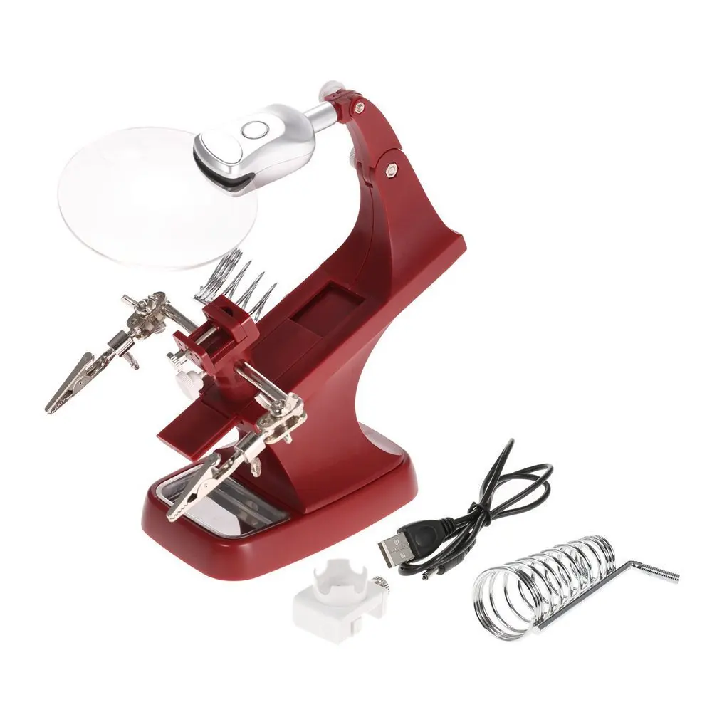 Protable LED Illuminated Desktop Magnifier Helping Hand Auxiliary Clamp Alligator Clip Stand 10 LED Lights Magnifying Glass
Protable LED Illuminated Desktop Magnifier Helping Hand Auxiliary Clamp Alligator Clip Stand 10 LED Lights Magnifying Glass