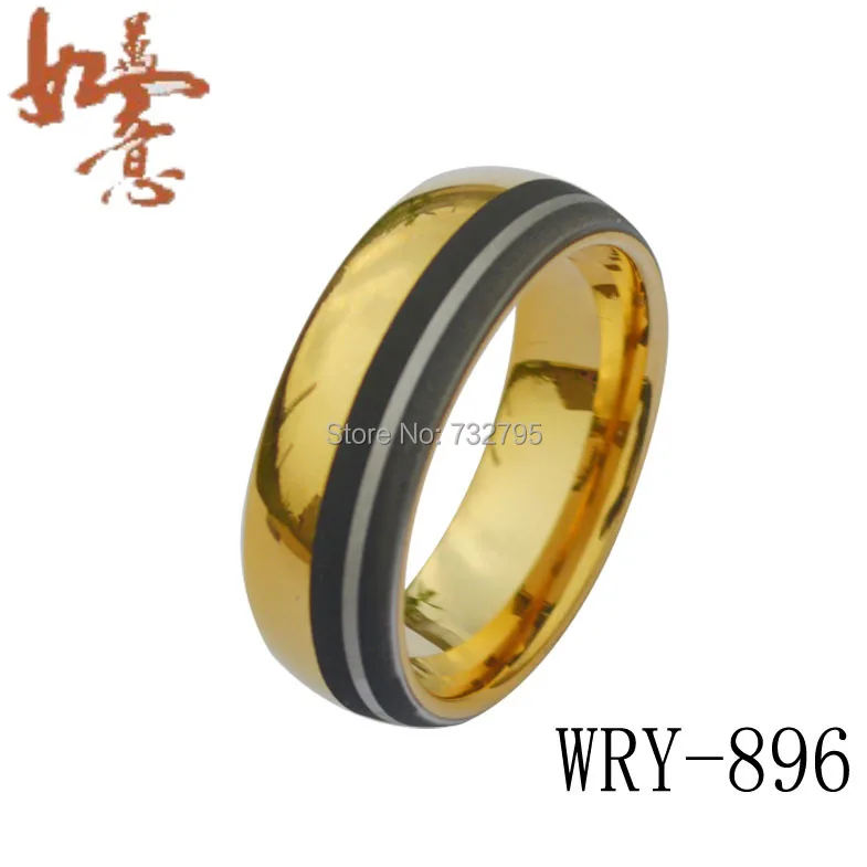 Бесплатная доставка 8 мм черное лазерное Золотое кольцо из карбида вольфрама