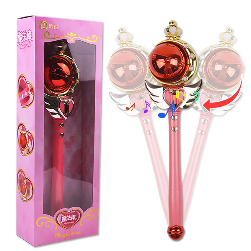 

New Girl Toys Anime Cosplay Sailor Moon Wand Musical Magic Wand Musical Spiral Heart Moon Rod Kids Toys Henshin Rod Glow Stick