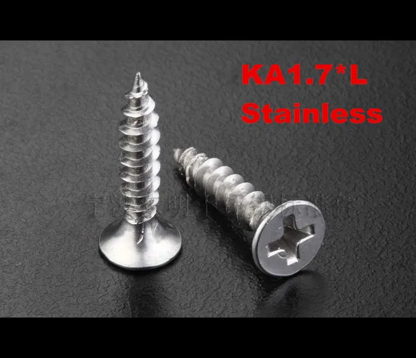 100pcs/lot KA1.7*4/5/6/8/10 Stainless steel cross recessed phillips flat head countersunk mircro tapping screw
100pcs/lot KA1.7*4/5/6/8/10 Stainless steel cross recessed phillips flat head countersunk mircro tapping screw
