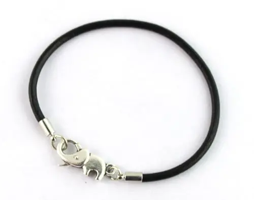 

FREE SHIPPING 36PCS Elephant CLASP black leather charm bracelet #20434