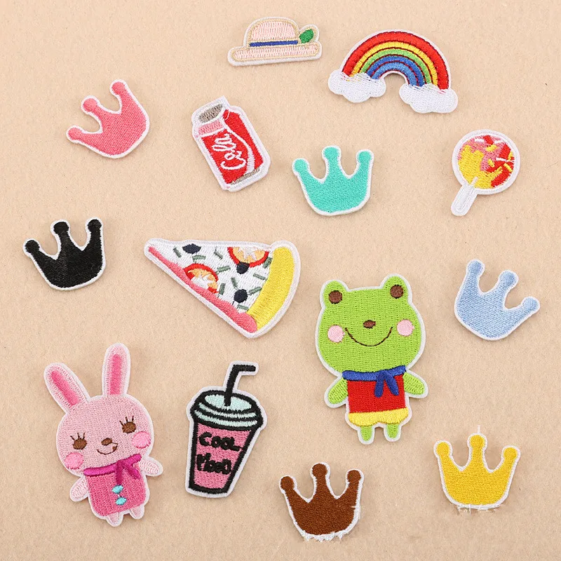 Lovely Rainbow Pizza Frog Rabbit Crown Embroidery Patches for Clothing Iron on Clothes Appliques Badge Stripes Sticker Patchwork 
Lovely Rainbow Pizza Frog Rabbit Crown Embroidery Patches for Clothing Iron on Clothes Appliques Badge Stripes Sticker Patchwork