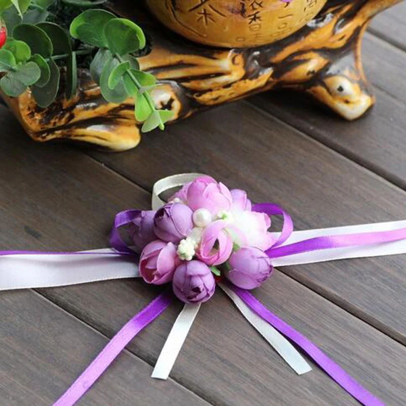 DIY 100Pcs/Lot Bride Wrist Flower Wedding Boutonniere Purple Rose Groom Groomsman Artificial Corsage Suit Decorative Accessories
DIY 100Pcs/Lot Bride Wrist Flower Wedding Boutonniere Purple Rose Groom Groomsman Artificial Corsage Suit Decorative Accessories