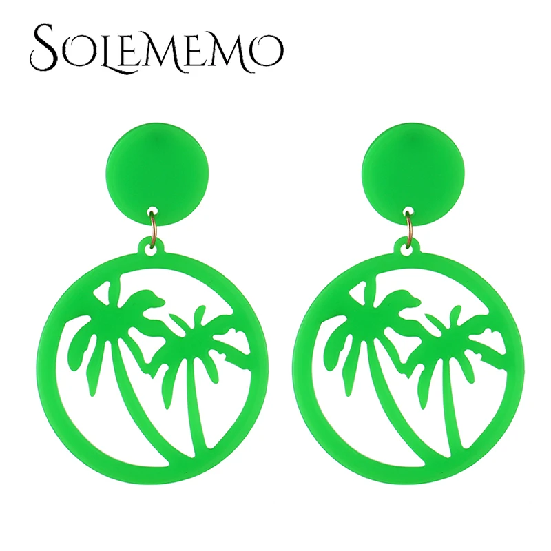 Женские флуоресцентные серьги solemo неоновые в виде кокосового дерева вечерние