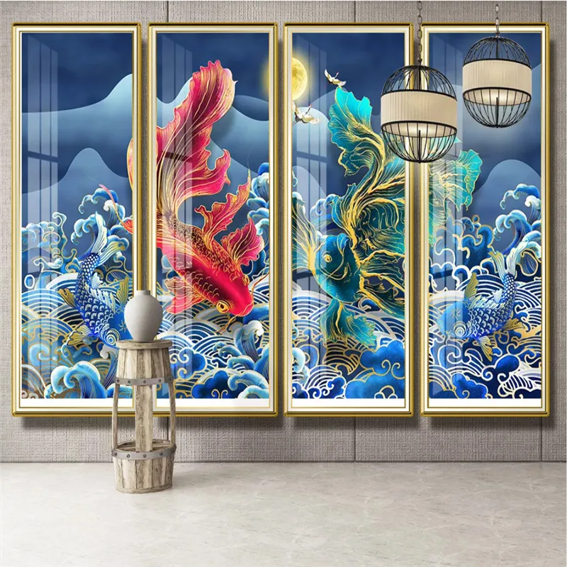 Chinese Colorful Guppies Carps Cranes Auspicious Cloud Textured Mural Wallpapers for Living Room Walls 3D Restaurant Wall Paper
Chinese Colorful Guppies Carps Cranes Auspicious Cloud Textured Mural Wallpapers for Living Room Walls 3D Restaurant Wall Paper