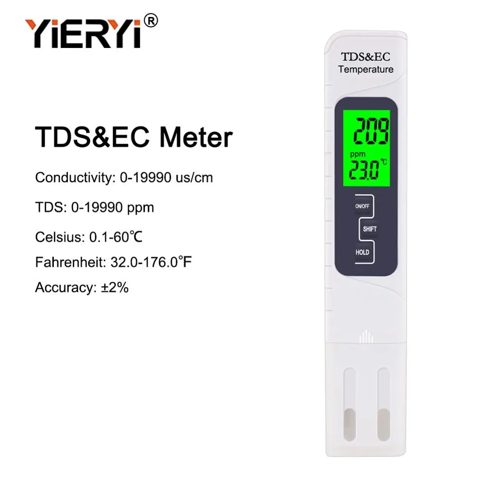 yieryi 3 IN 1 Water Quality Tester EC TDS 19999 PPM Temperature Conductivity Detection Pen Digital Portable Filter Tool
yieryi 3 IN 1 Water Quality Tester EC TDS 19999 PPM Temperature Conductivity Detection Pen Digital Portable Filter Tool