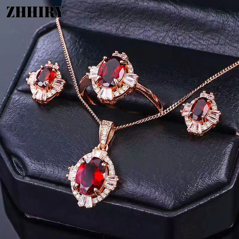 ZHHIRY Real Garnet 925 Standard Silver Jewelry Sets Ring Earring Necklace Fine Red Gemstone Wedding Party Jewelery Set
ZHHIRY Real Garnet 925 Standard Silver Jewelry Sets Ring Earring Necklace Fine Red Gemstone Wedding Party Jewelery Set