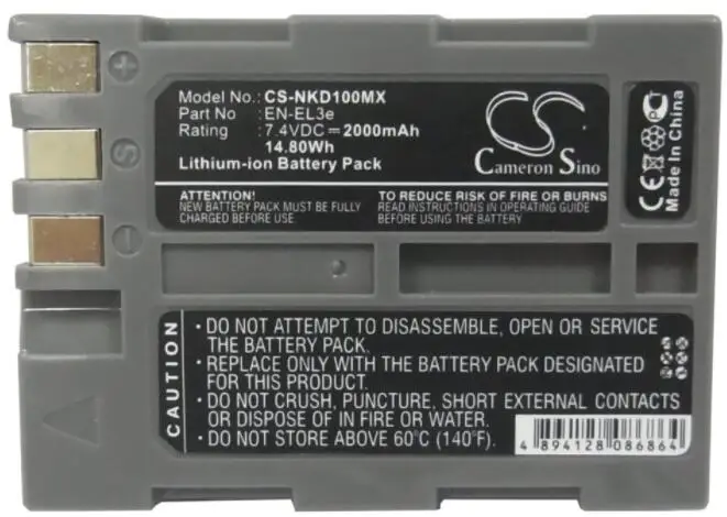 

cameron sino 2000mah battery for NIKON D100 D100 SLR D200 D300 D300S D50 D70 D700 D70s D80 D90 D900 DSLR D700 EN-EL3e