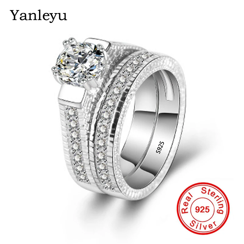 Yanleyu S925 Logo Sterling Silver Engagement Ring Set 2pcs AAA Cubic Zirconia Couple Wedding Rings for Women Jewelry Gifts PR329
Yanleyu S925 Logo Sterling Silver Engagement Ring Set 2pcs AAA Cubic Zirconia Couple Wedding Rings for Women Jewelry Gifts PR329