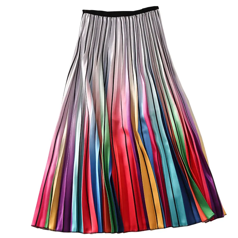 Woman High Waist Pleated Skirt Spring Summer Rainbow Skirts Lady Elastic Waist A Line Midi Skirt Mid Calf Long Skirts
Woman High Waist Pleated Skirt Spring Summer Rainbow Skirts Lady Elastic Waist A Line Midi Skirt Mid Calf Long Skirts