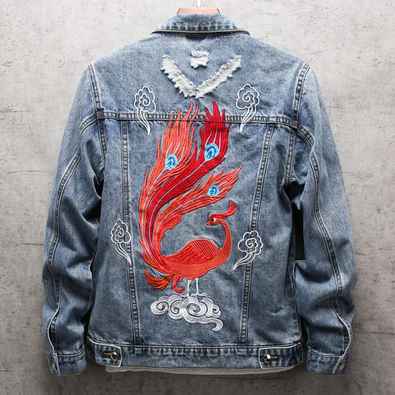 New Spring And Autumn Mens Slim Embroidered Denim Jacket Turn-Down Collar Long Sleeve Single Breasted Ripped Jeans Coats D250
New Spring And Autumn Mens Slim Embroidered Denim Jacket Turn-Down Collar Long Sleeve Single Breasted Ripped Jeans Coats D250