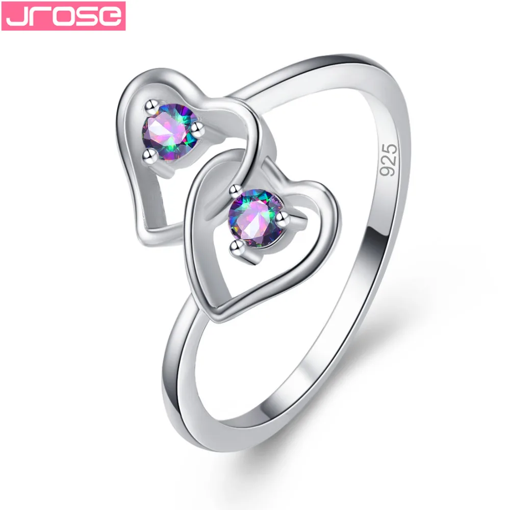 JROSE Wholesale Fashion Romantic Heart Jewelry Rainbow Pink Purple Cubic Zirconia Silver Ring Size 6 7 8 9 Wedding Engagement
JROSE Wholesale Fashion Romantic Heart Jewelry Rainbow Pink Purple Cubic Zirconia Silver Ring Size 6 7 8 9 Wedding Engagement
