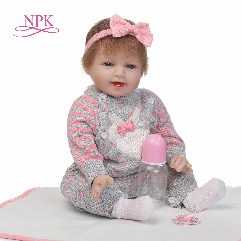NPK 22 дюймов куклы 55 см мягкие силиконовые детские реборн с хлопковым корпусом