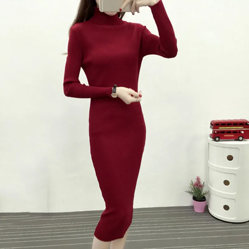 2019 Winter Women Knitted Solid Slim Dress Sheath Mid-Calf Full Sleeve Party Dress Office Lady Turtleneck Vestidos Cute Clothing
2019 Winter Women Knitted Solid Slim Dress Sheath Mid-Calf Full Sleeve Party Dress Office Lady Turtleneck Vestidos Cute Clothing
