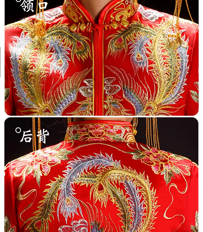 Bride Cheongsam Vintage Chinese Style Wedding Dress Retro Toast Clothing Lady Embroidery Phoenix Gown Marriage Qipao red Clothes
Bride Cheongsam Vintage Chinese Style Wedding Dress Retro Toast Clothing Lady Embroidery Phoenix Gown Marriage Qipao red Clothes