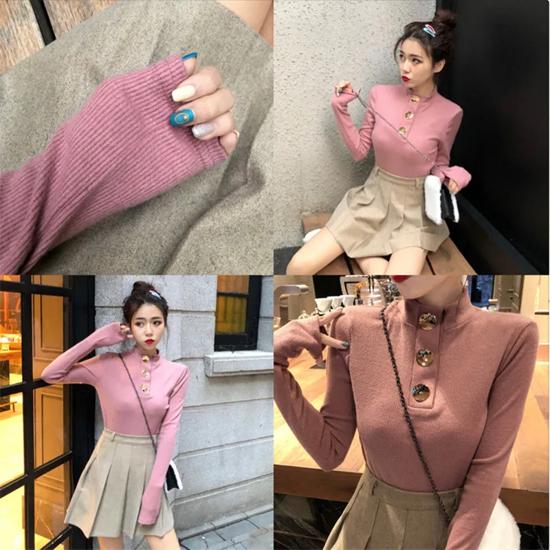 Spring Autumn Women Sweater 2019 New Wild Slim Stretch Thread Knit pullover Retro Single-breasted Turtleneck female Tops cw636
Spring Autumn Women Sweater 2019 New Wild Slim Stretch Thread Knit pullover Retro Single-breasted Turtleneck female Tops cw636