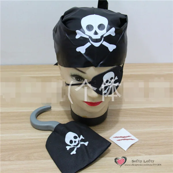 Free Shipping 1set=4pcs Pirate Costumes Eye patch+Hook+Scarf+Scar for kids Halloween Party Toys Make up Prank Joke Supply Gifts
Free Shipping 1set=4pcs Pirate Costumes Eye patch+Hook+Scarf+Scar for kids Halloween Party Toys Make up Prank Joke Supply Gifts