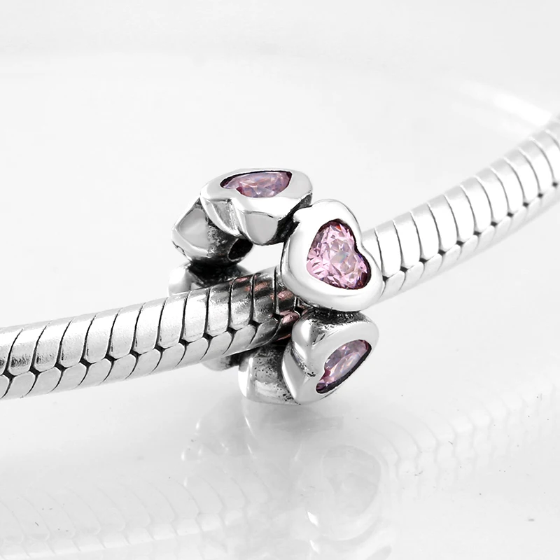925 Sterling Silver heart shape pink zircon fine spacer beads Jewelry making Fit Original Pandora Charm Bracelet
925 Sterling Silver heart shape pink zircon fine spacer beads Jewelry making Fit Original Pandora Charm Bracelet