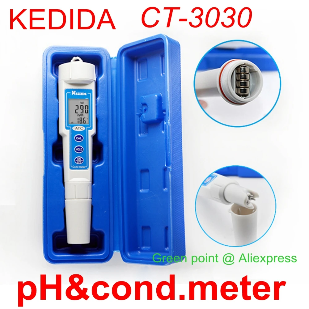 New CT-3030 Conductivity Meter Pen Conductance PH Meter Pool Test Tools Bifunctional Value PH Tester Backlight Pen For Aquarium
New CT-3030 Conductivity Meter Pen Conductance PH Meter Pool Test Tools Bifunctional Value PH Tester Backlight Pen For Aquarium