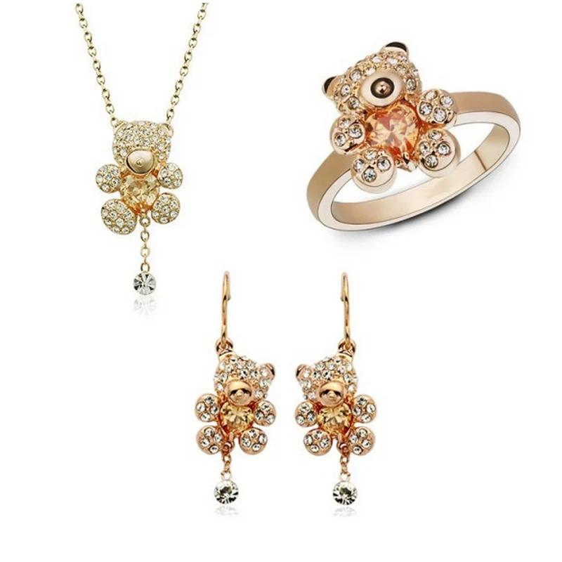 bear crystal jewelry sets earrings necklace rings jewelry set for women party bijouterie
bear crystal jewelry sets earrings necklace rings jewelry set for women party bijouterie