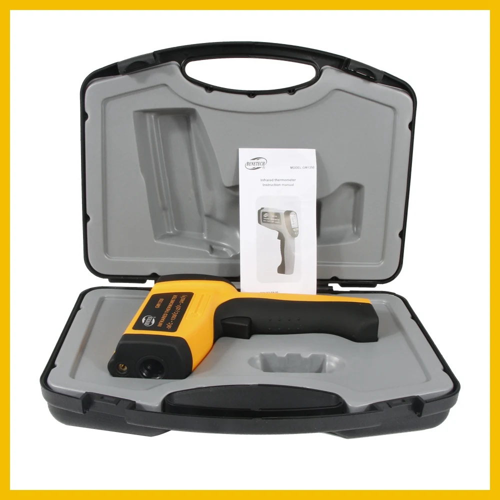 Digital handheld gun non contact infrared thermometer laser Pyrometer professional industrial temperature gun GM1350-BENETECH
Digital handheld gun non contact infrared thermometer laser Pyrometer professional industrial temperature gun GM1350-BENETECH