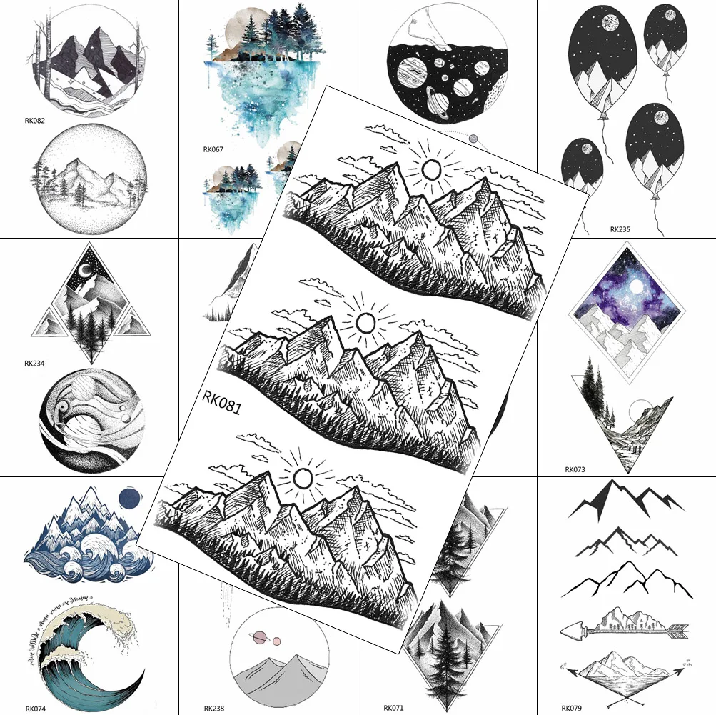 Black Mountain Forest Temporary Tattoo Realistic Sticker Waterproof Moon Star Sheet Tattoo For Men Women Body Art Arm Legs Tatoo
Black Mountain Forest Temporary Tattoo Realistic Sticker Waterproof Moon Star Sheet Tattoo For Men Women Body Art Arm Legs Tatoo