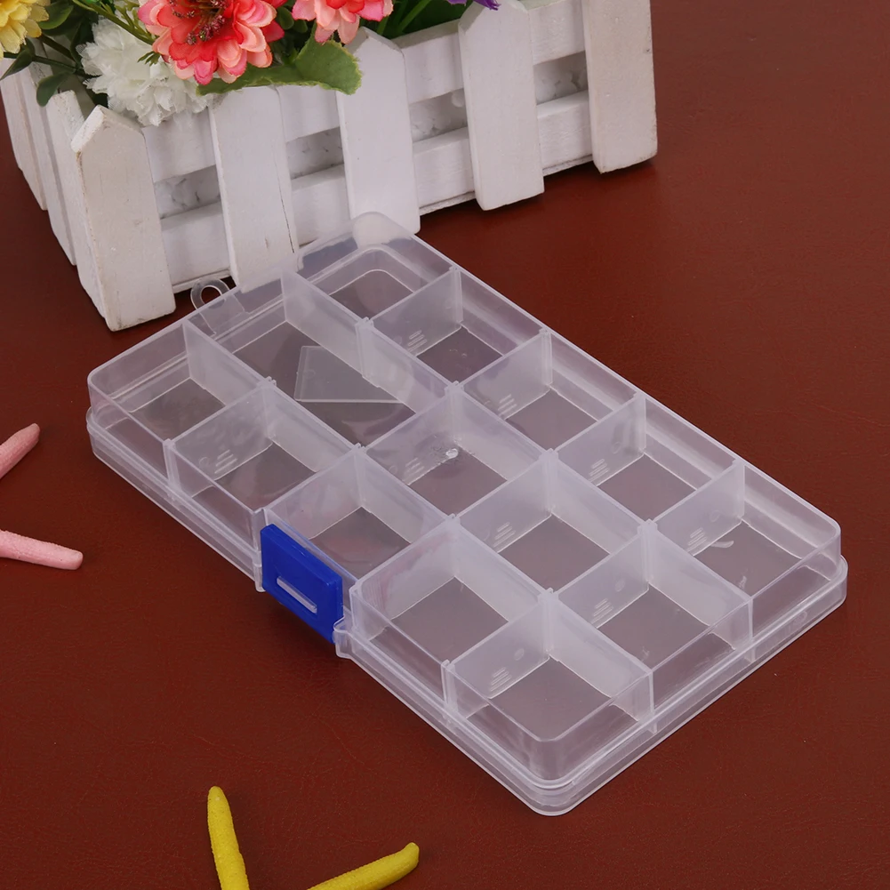 Регулируемые 15 решеток пластиковые ящики для хранения ювелирные изделия детали