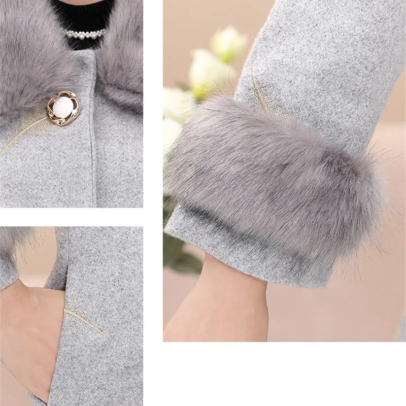 New Plus Size Women Woolen jacke High Quality Fashion Big Fur Collar Winter Wool coat Elegant Loose Long warm Overcoat 5XL A993
New Plus Size Women Woolen jacke High Quality Fashion Big Fur Collar Winter Wool coat Elegant Loose Long warm Overcoat 5XL A993