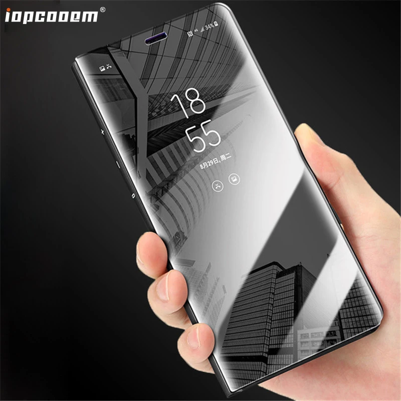 Чехол-книжка для Samsung Galaxy Note 4 зеркальная роскошная прозрачная с просмотром умная
