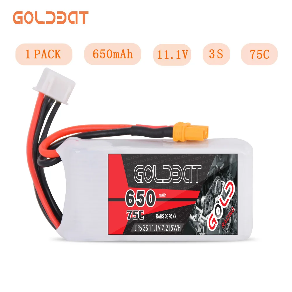 Аккумулятор GOLDBAT 650 мАч LiPo для FPV 3S аккумулятор 11 1 В lipo 75C с разъемом XT30 дрона Heli