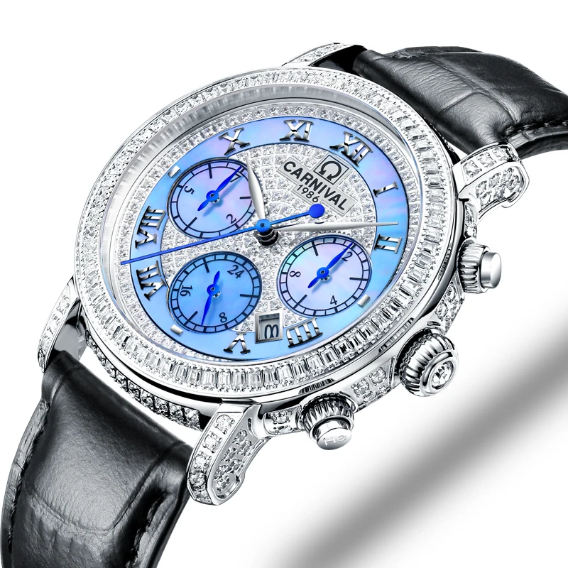 Switzerland Watches Carnival Luxury Brand Full Diamond Watch Women Japan MIYOTA Automatic Mechanical Sapphire Clock C86905-5
Switzerland Watches Carnival Luxury Brand Full Diamond Watch Women Japan MIYOTA Automatic Mechanical Sapphire Clock C86905-5