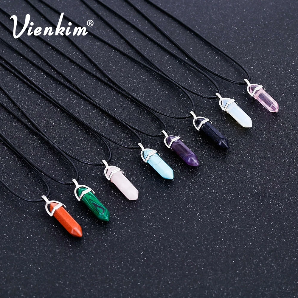 Vienkim Hot Hexagonal Column Necklaces Natural Crystal Pendants Stone Pendant Leather Chains Necklace For Women Fashion Jewelry
Vienkim Hot Hexagonal Column Necklaces Natural Crystal Pendants Stone Pendant Leather Chains Necklace For Women Fashion Jewelry