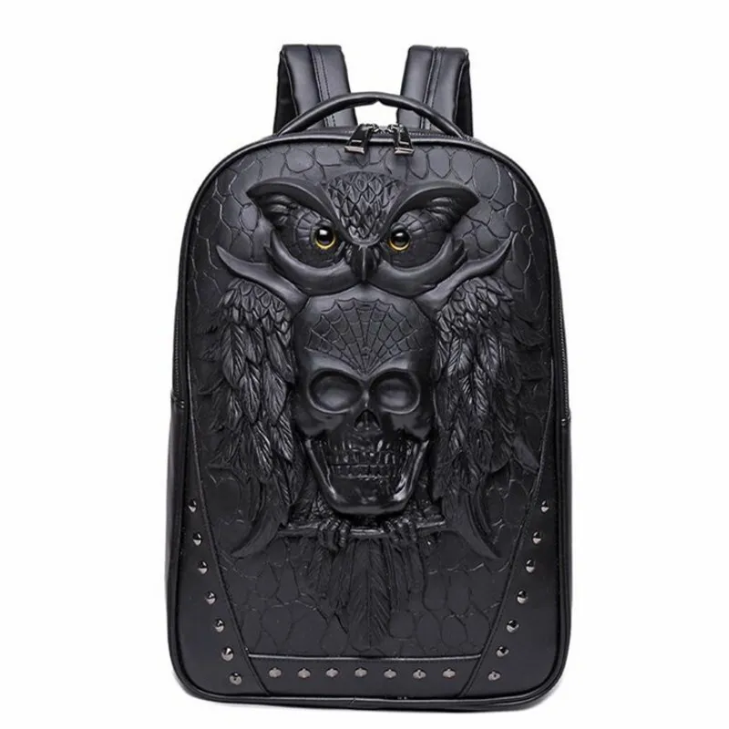 Men Backpack 3D Owl Skull Embossing Rivet Black Purse Satchel Halloween Stylish Cool PU Leather laptop Travel Soft Bags
Men Backpack 3D Owl Skull Embossing Rivet Black Purse Satchel Halloween Stylish Cool PU Leather laptop Travel Soft Bags