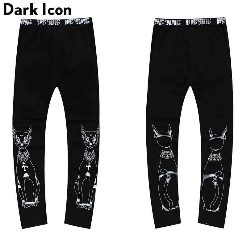 Леггинсы мужские с принтом кота и эластичной резинкой на талии|leggings men|mens leggingsmens