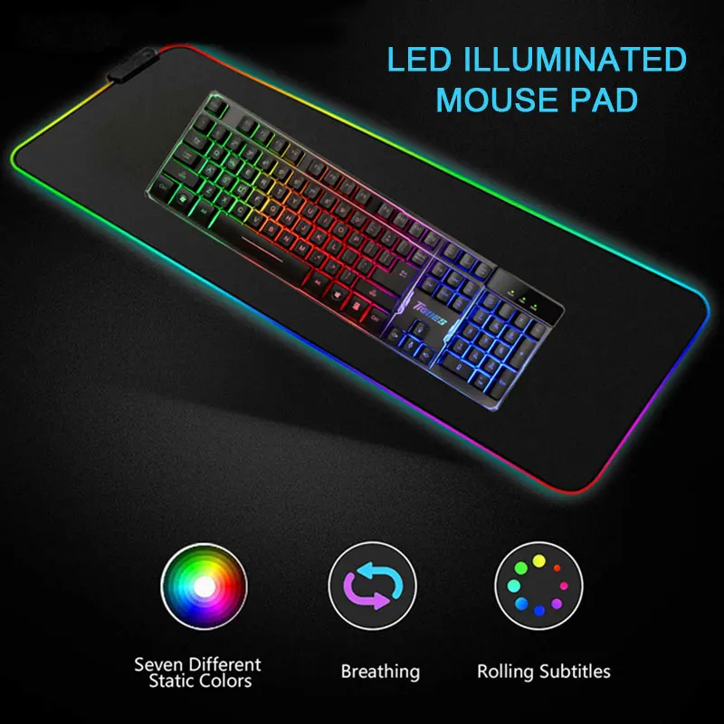 7Colors RGB Extra Large Mouse Pad Led Glowing Mouse Keyboard Mat With Locking Edge Anti-slip Gaming Illuminated Mousepad For PC
7Colors RGB Extra Large Mouse Pad Led Glowing Mouse Keyboard Mat With Locking Edge Anti-slip Gaming Illuminated Mousepad For PC