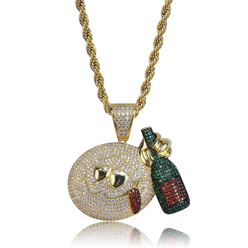 Round Expression Drunk Bottle Charm Pendant For Men Women Gold Copper Micro Inlaid Zircon Hip Hop Jewelry
Round Expression Drunk Bottle Charm Pendant For Men Women Gold Copper Micro Inlaid Zircon Hip Hop Jewelry