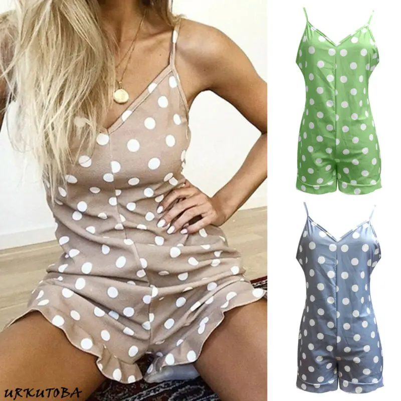 2019 Women V Neck Sleeveless Polka Dot Playsuit Ladies Summer Romper Short Jumpsuit Trousers
2019 Women V Neck Sleeveless Polka Dot Playsuit Ladies Summer Romper Short Jumpsuit Trousers