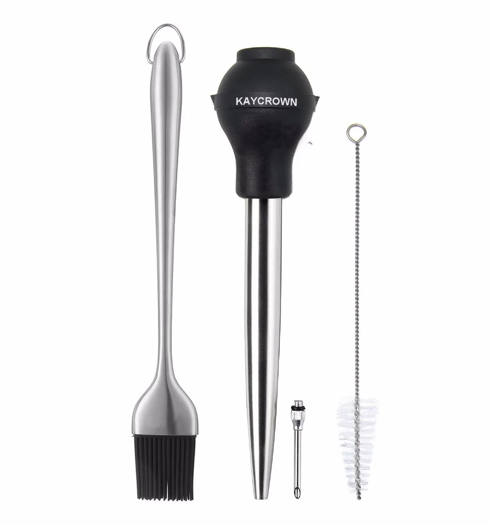 Stainless Steel Chicken Turkey Baster Meat Syringe Marinade Injector Including Needle And Extra Brush BBQ Kitchen Assessoies
Stainless Steel Chicken Turkey Baster Meat Syringe Marinade Injector Including Needle And Extra Brush BBQ Kitchen Assessoies