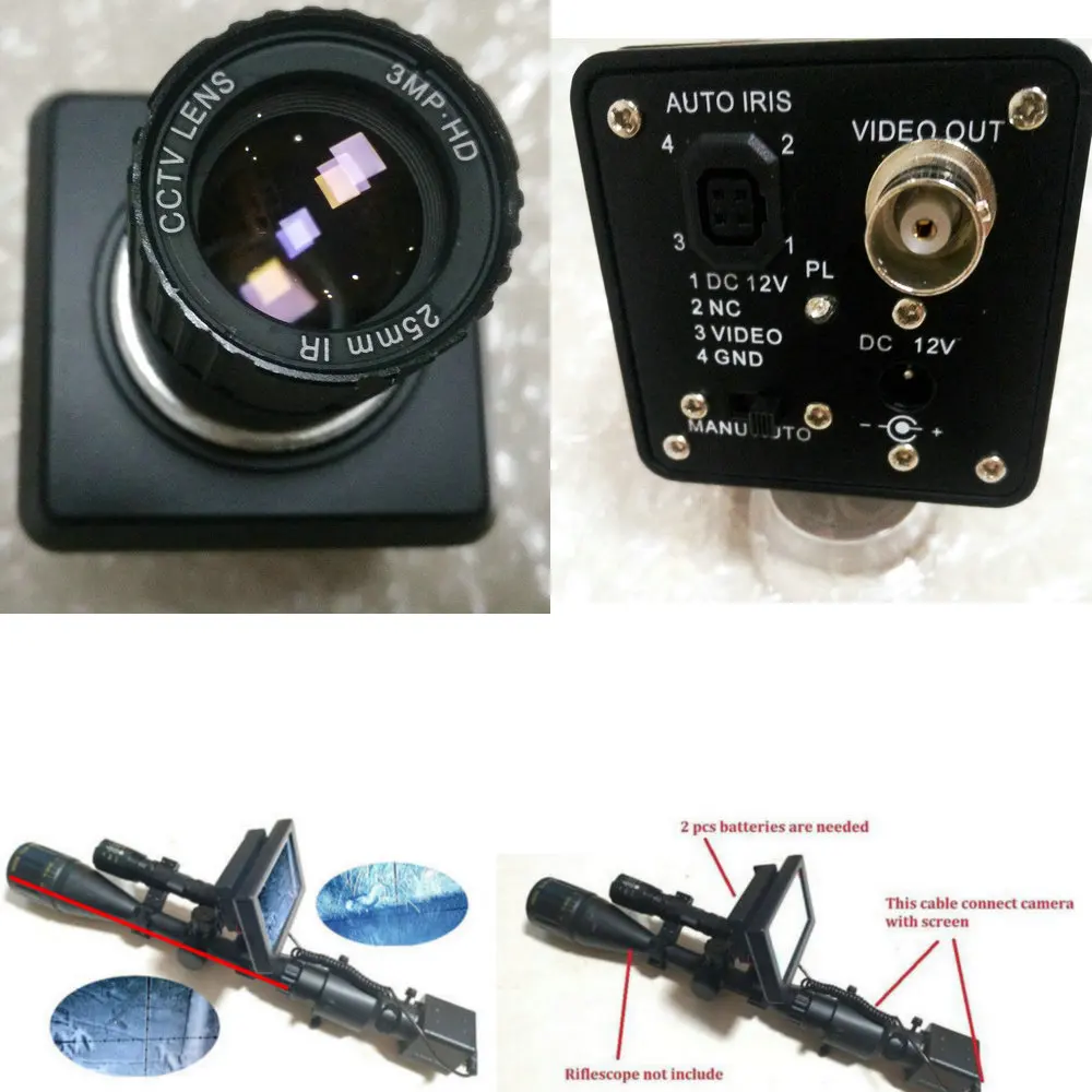 DIY Rifle Scope Night Vision Scope Camera CCTV Lens Industrial Digital CCD Camera 25mm 30mm for Monocular / Rfilescope
DIY Rifle Scope Night Vision Scope Camera CCTV Lens Industrial Digital CCD Camera 25mm 30mm for Monocular / Rfilescope