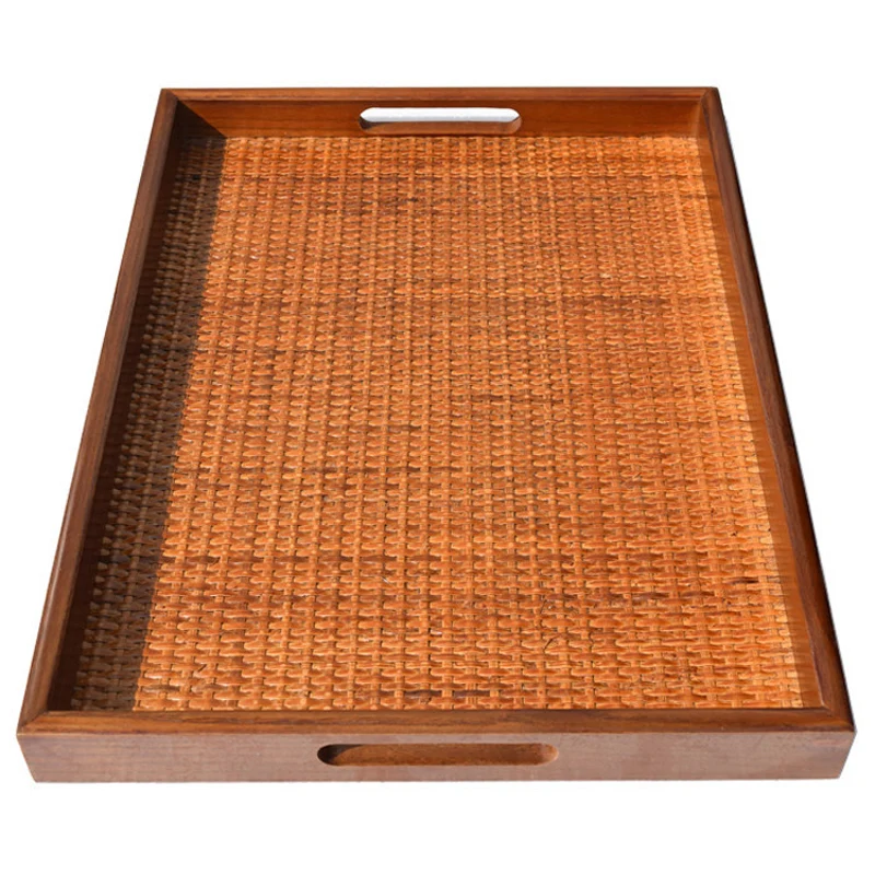 40*30*3.5 CM Chinese Style Wooden And Rattan With Handhold Food Tray Hand-Made Natural Wood Tea Food Plate Dish Dinner Plate
40*30*3.5 CM Chinese Style Wooden And Rattan With Handhold Food Tray Hand-Made Natural Wood Tea Food Plate Dish Dinner Plate