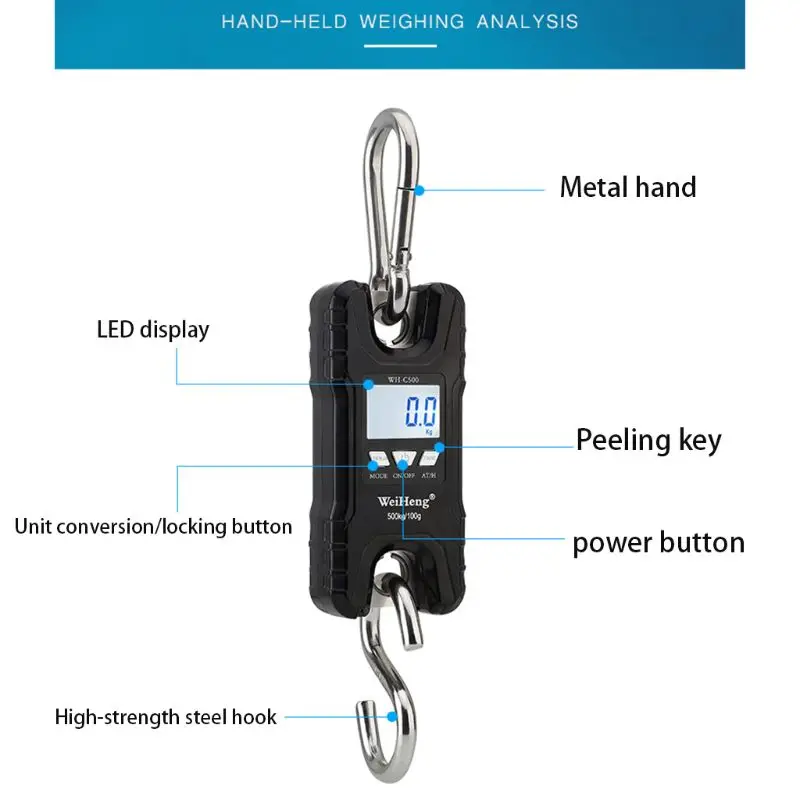 Mini Crane Scale Portable 500 kg / 1000 lb Heavy Duty Digital Hanging Scales LCD Display with Backlight for Home Farm Market
Mini Crane Scale Portable 500 kg / 1000 lb Heavy Duty Digital Hanging Scales LCD Display with Backlight for Home Farm Market