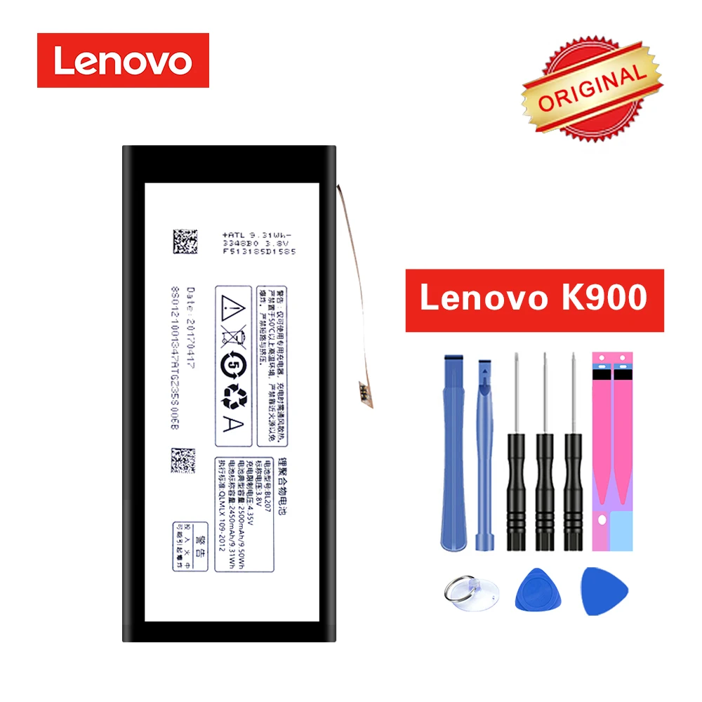 BL207 Оригинальный аккумулятор для Lenovo K900 K100 высокое качество akku Li Ion 2500mAh +