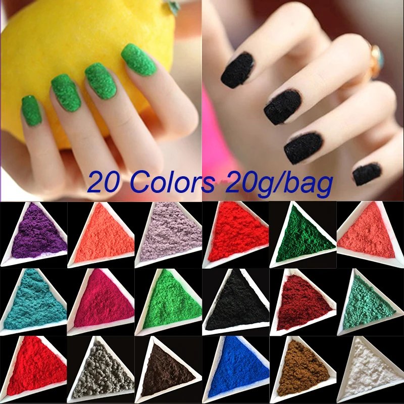 

Wholesale 20 Colors 20g/bag Candy Decoration Polish Nail Art DIY Tips Design Velvet Flocking Dust Powder Manicure Velvet Powder