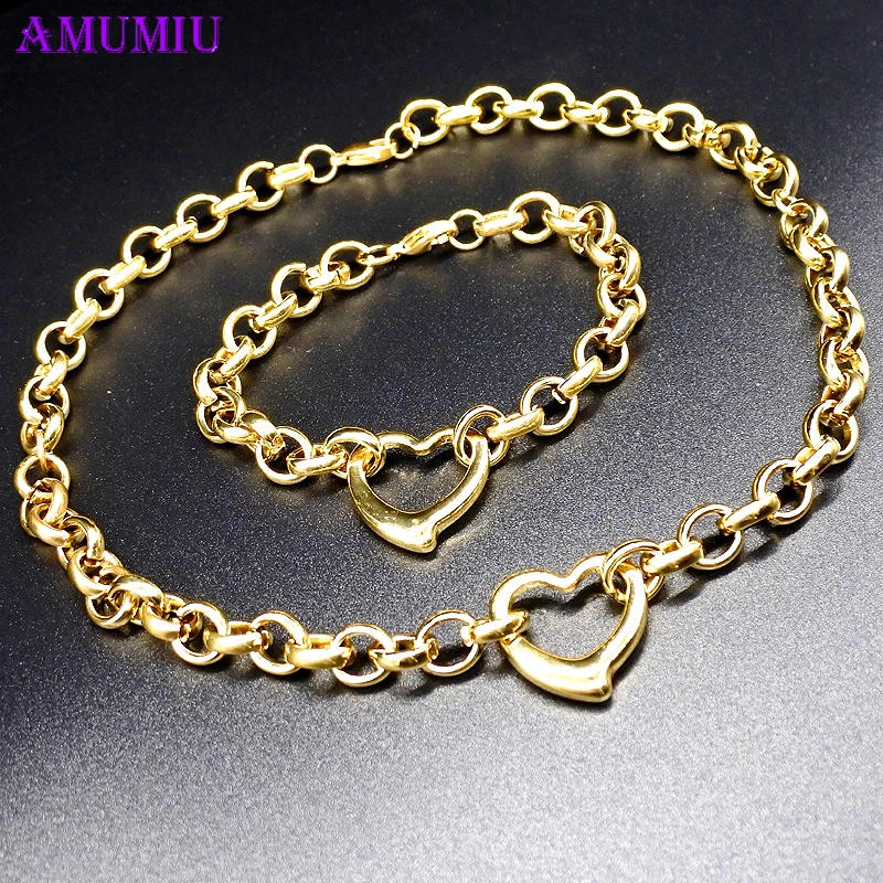 AMUMIU Heart Women Casual Jewelry Set Circle Link Chain Gold color fashion 2021 stainless steel Jewellery JS119
AMUMIU Heart Women Casual Jewelry Set Circle Link Chain Gold color fashion 2021 stainless steel Jewellery JS119