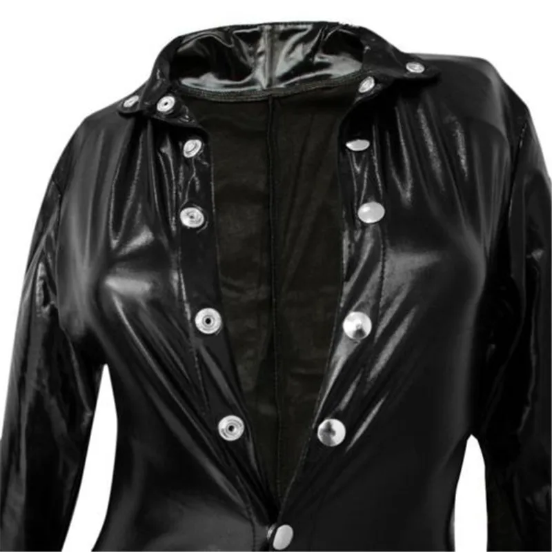 Women Sexy Jumpsuit PU Leather Long Sleeve Stretch Button Jumpsuit Black Bodysuit Front Button Open Crotch Clubwear Dace Wear
Women Sexy Jumpsuit PU Leather Long Sleeve Stretch Button Jumpsuit Black Bodysuit Front Button Open Crotch Clubwear Dace Wear