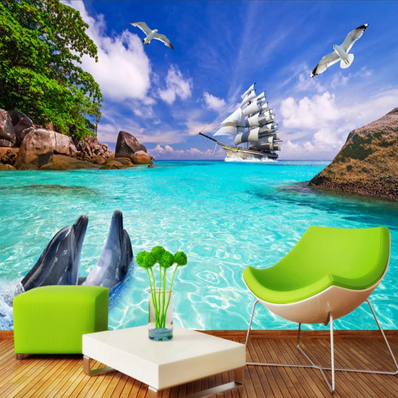 Custom 3D Photo Wallpaper Dolphin Sea Island Nature Landscape 3D Large Murals Wallpaper For Living Room TV background Wall Decor
Custom 3D Photo Wallpaper Dolphin Sea Island Nature Landscape 3D Large Murals Wallpaper For Living Room TV background Wall Decor